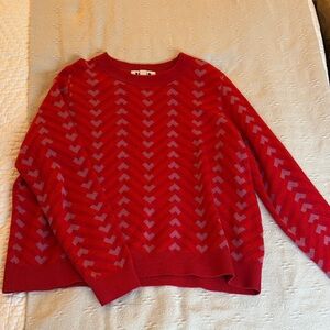 Boden Vibrant Red and Purple Chevron Sweater